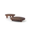 Brown Reclaimed Wood Handmade Round Riser Trays - Set of Two