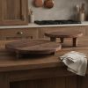 Brown Reclaimed Wood Handmade Round Riser Trays - Set of Two