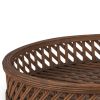 Brown Round Wicker Handmade Serving Tray - Set of Two