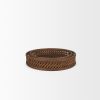 Brown Round Wicker Handmade Serving Tray - Set of Two