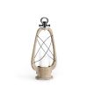 Brown And Black Solid Wood Metal And Glass Tabletop Lantern Candle Holder
