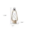 Brown And Black Solid Wood Metal And Glass Tabletop Lantern Candle Holder
