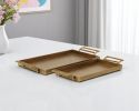 Gold Cast Iron Handmade Vanity Trays With Handles - Set of Two