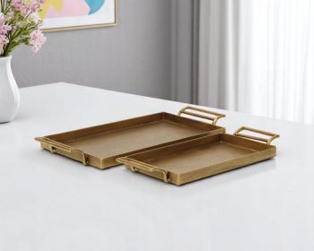 Gold Cast Iron Handmade Vanity Trays With Handles - Set of Two