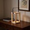 Natural Distressed Geometric Solid Wood Tabletop Lantern Candle Holder