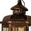 Black And Gold Filigree Metal Tabletop Lantern Candle Holders - Set of Three