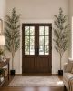 Green Artificial Olive Trees in a Black Pot - Set of Two - 84"
