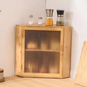 Corner Bread Box For Kitchen Counter Double Layer Bamboo Storage Container