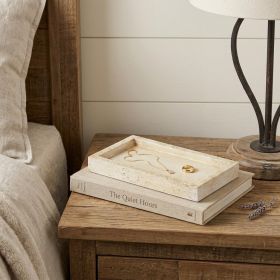 Beige Rustic Resin Faux Stone Handmade Trinket Tray - 10"