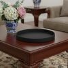 Black Faux Wicker Round Serving Tray - 15"