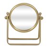 Gold Metal Round Tilting Framed Makeup Shaving Tabletop Mirror - 10"