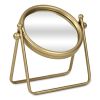 Gold Metal Round Tilting Framed Makeup Shaving Tabletop Mirror - 10"