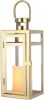 Clear And Gold Glass And Stainless Steel Tabletop Lantern Candle Holder