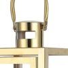 Clear And Gold Glass And Stainless Steel Tabletop Lantern Candle Holder
