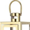 Clear And Gold Glass And Stainless Steel Tabletop Lantern Candle Holder