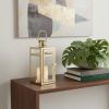 Clear And Gold Glass And Stainless Steel Tabletop Lantern Candle Holder