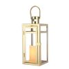 Clear And Gold Glass And Stainless Steel Tabletop Lantern Candle Holder