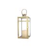 Clear And Gold Glass And Stainless Steel Tabletop Lantern Candle Holders - Set of Three