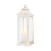 Clear And White Glass And Metal Floor Lantern Candle Holders - Set of Three