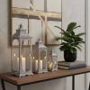 Clear And Gray Glass And Metal Tabletop Lantern Candle Holders - Set of Three