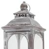 Clear And Gray Glass And Metal Tabletop Lantern Candle Holders - Set of Three