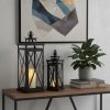 Clear And Black Glass And Metal Tabletop Lantern Candle Holders - Set of Two
