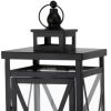 Clear And Black Glass And Metal Tabletop Lantern Candle Holders - Set of Two