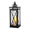 Clear And Black Glass And Metal Tabletop Lantern Candle Holders - Set of Two