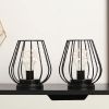 Black Geometric Cage Cordless Desk Lamps - Set of Two - 7"