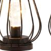 Black Geometric Cage Cordless Desk Lamps - Set of Two - 7"