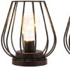 Black Geometric Cage Cordless Desk Lamps - Set of Two - 7"