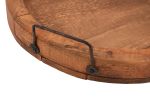 Natural Solid Wood Handmade Round Serving Tray With Handles - 15"