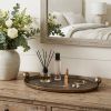 Antiqued Gold Aluminum Handmade Oval Vanity Tray With Handles - 16"