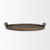Antiqued Gold Aluminum Handmade Oval Vanity Tray With Handles - 16"