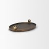 Antiqued Gold Aluminum Handmade Oval Vanity Tray With Handles - 16"