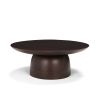 14" Dark Brown Solid Wood Hand Finished Round Riser Tray