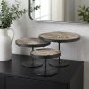 Black And Light Brown Iron And Solid Wood Round Risers - Set of Three