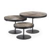 Black And Light Brown Iron And Solid Wood Round Risers - Set of Three