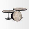 Black And Light Brown Iron And Solid Wood Round Risers - Set of Three