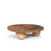 Brown Reclaimed Wood Hand Finished Round Riser Tray - 12"