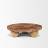 Brown Reclaimed Wood Hand Finished Round Riser Tray - 12"