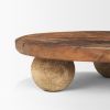 Brown Reclaimed Wood Hand Finished Round Riser Tray - 12"