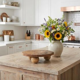 Brown Reclaimed Wood Hand Finished Round Riser Tray - 12"