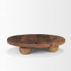 Brown Reclaimed Wood Hand Finished Round Riser Tray - 14"
