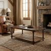 Chestnut Solid Wood and Rattan Coffee Table