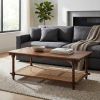 Chestnut Solid Wood and Rattan Coffee Table