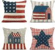 Set of 4 Linen Patriotic Throw Pillow Covers, 18" x 18"