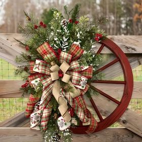 Red Wagon Wheel Christmas Wreath, 15.74"