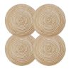 4 Pieces Woven Round Linen Placemats, 7" (Gold)