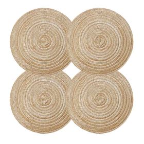 4 Pieces Woven Round Linen Placemats, 7" (Gold)